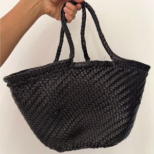 Dragon Diffusion Handwoven Leather Tote Bag Black | Artisan Woven Basket Purse